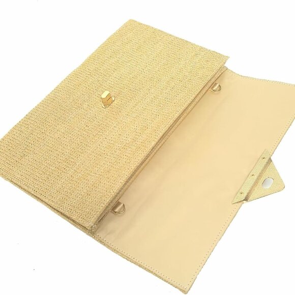 Stylish Straw Envelope Bag with Chain Strap - Perfect Summer Accessory - Picture 4 of 6
